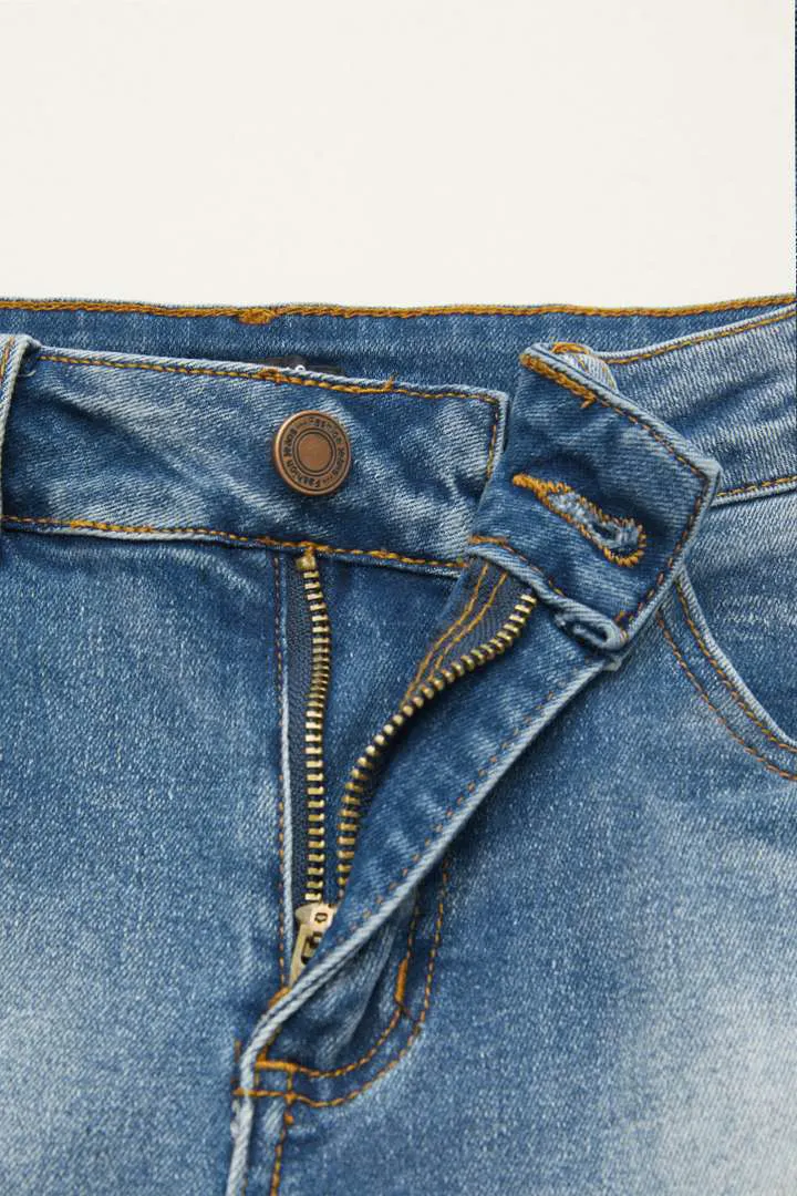 Horse Embroidery High Waist Bootcut Jeans Without Belt