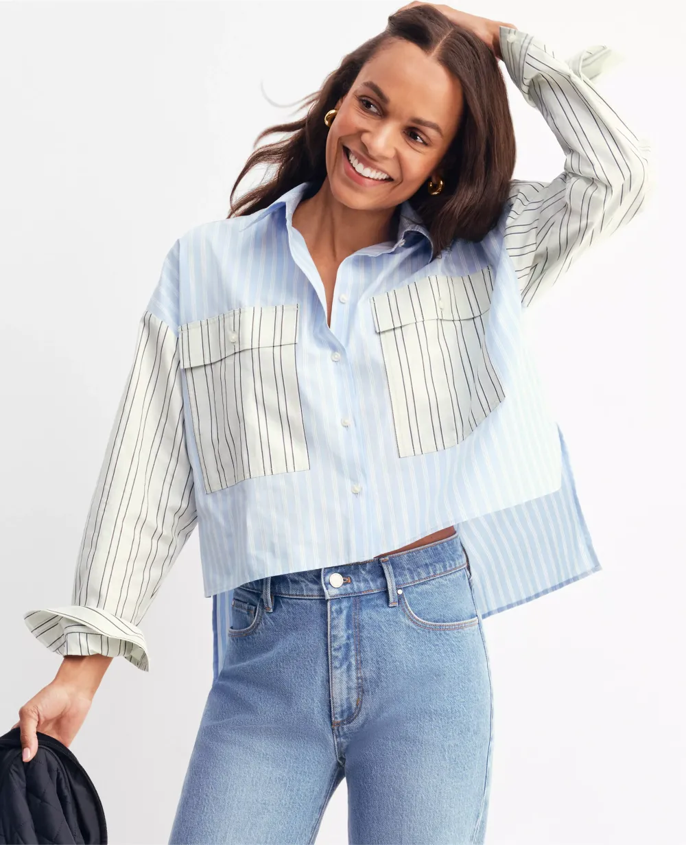Weekend Collection Oversized Cropped High-Low Shirt