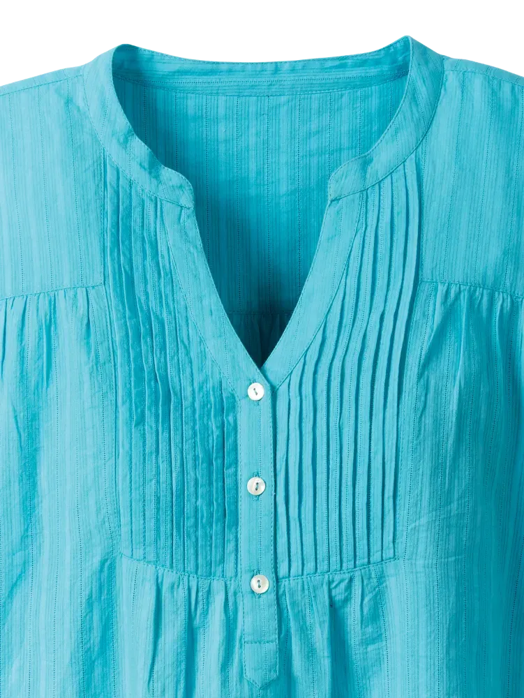 Perfect Pintuck Cotton Tunic With 3/4 Sleeves