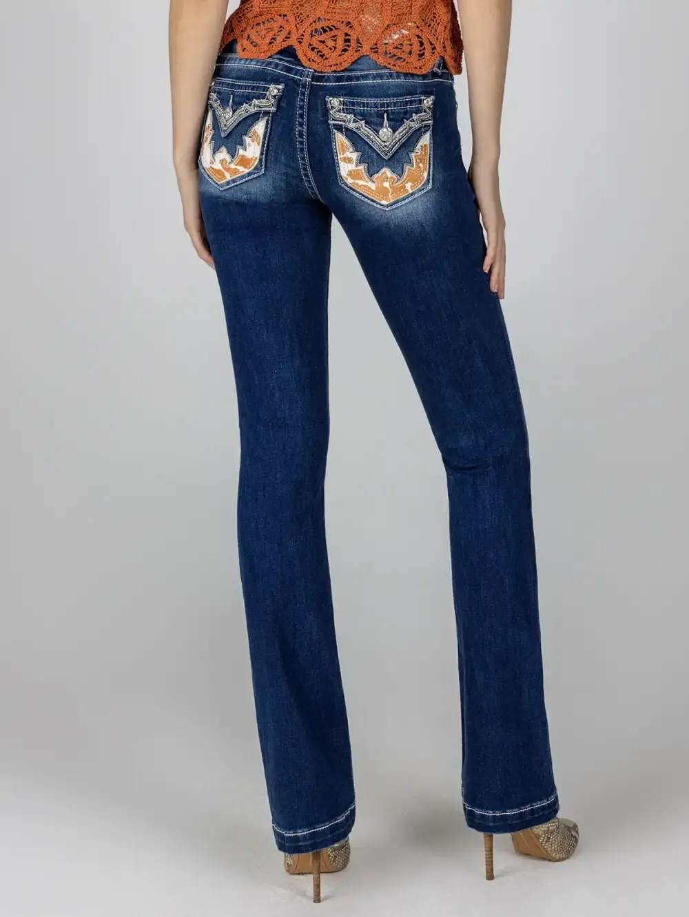 Cow Print Bootcut Denim