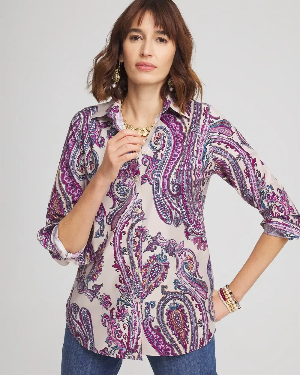 No IronTM Paisley Shirt