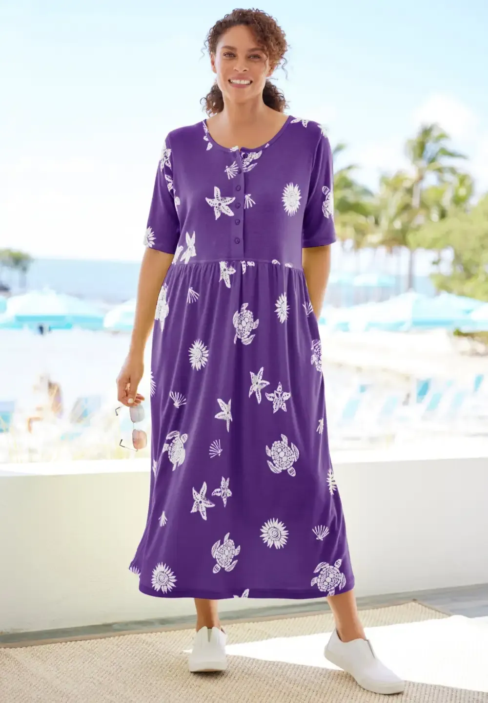 Stamped Empire Waist Dress