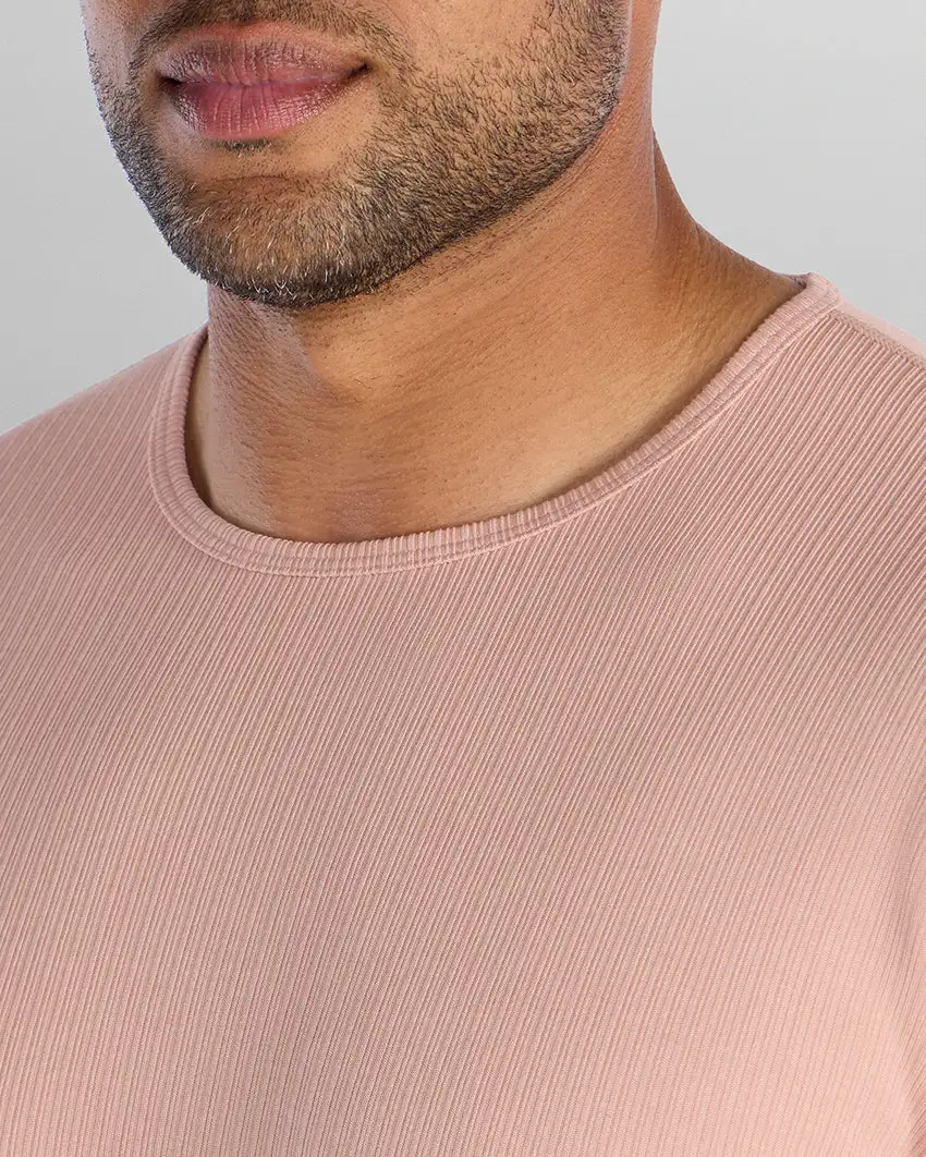 Ribbed Short Sleeve Drop-Cut