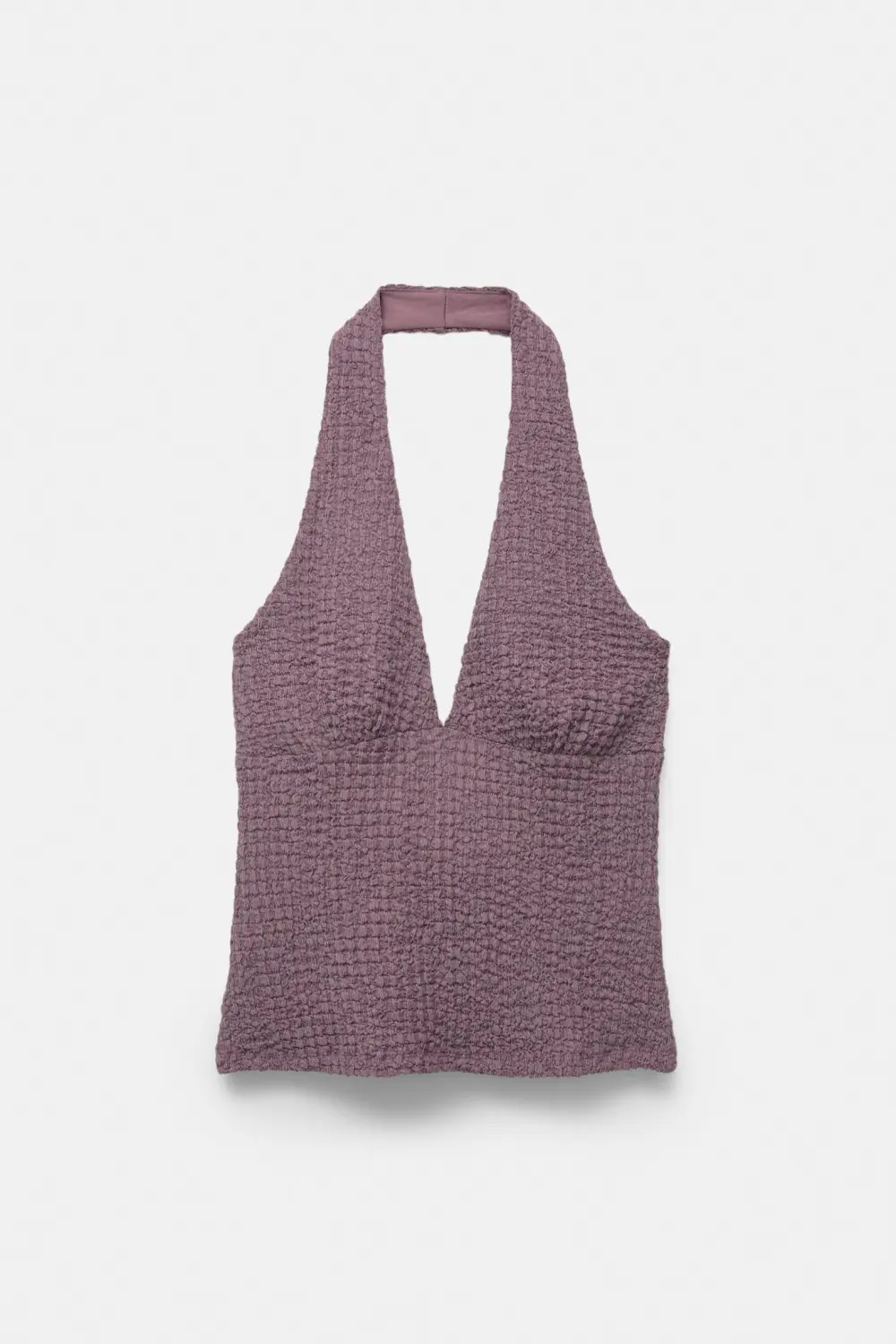 Creased-effect halter top