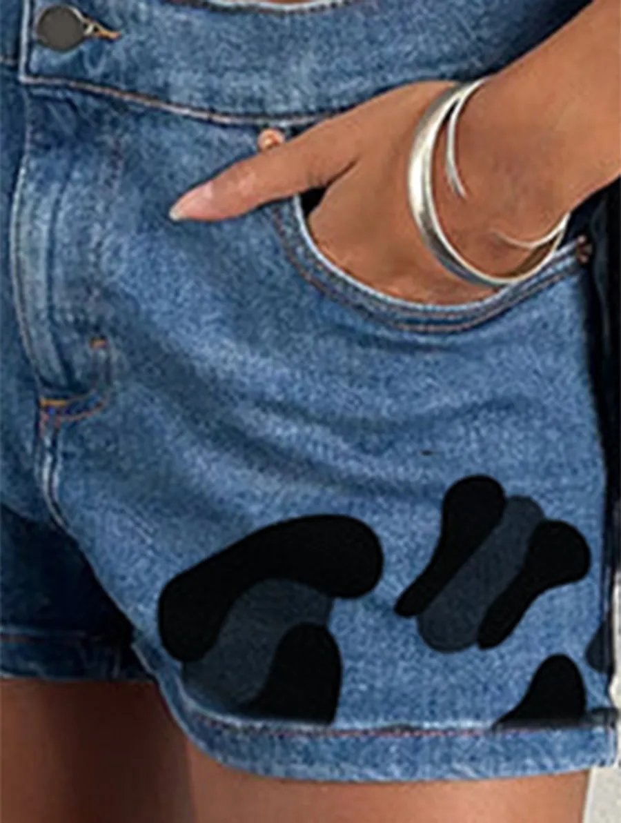 Low Rise Denim Hot Pants In Bay Blue