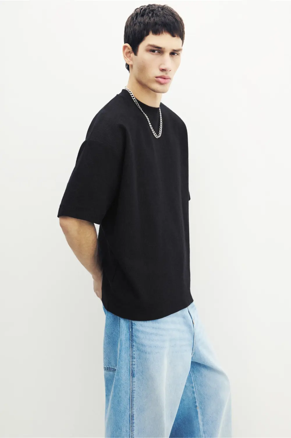 Textured short sleeve sweatshirt