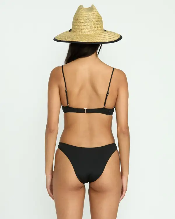 Sol Searcher Jaclyn Crop Bikini Top - Black Pebble