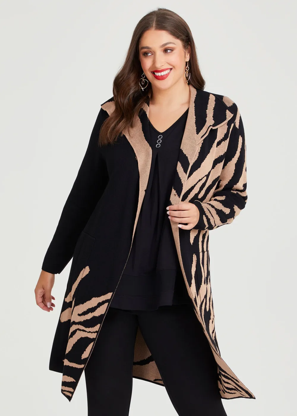 Jacquard Knit Natural Coatigan