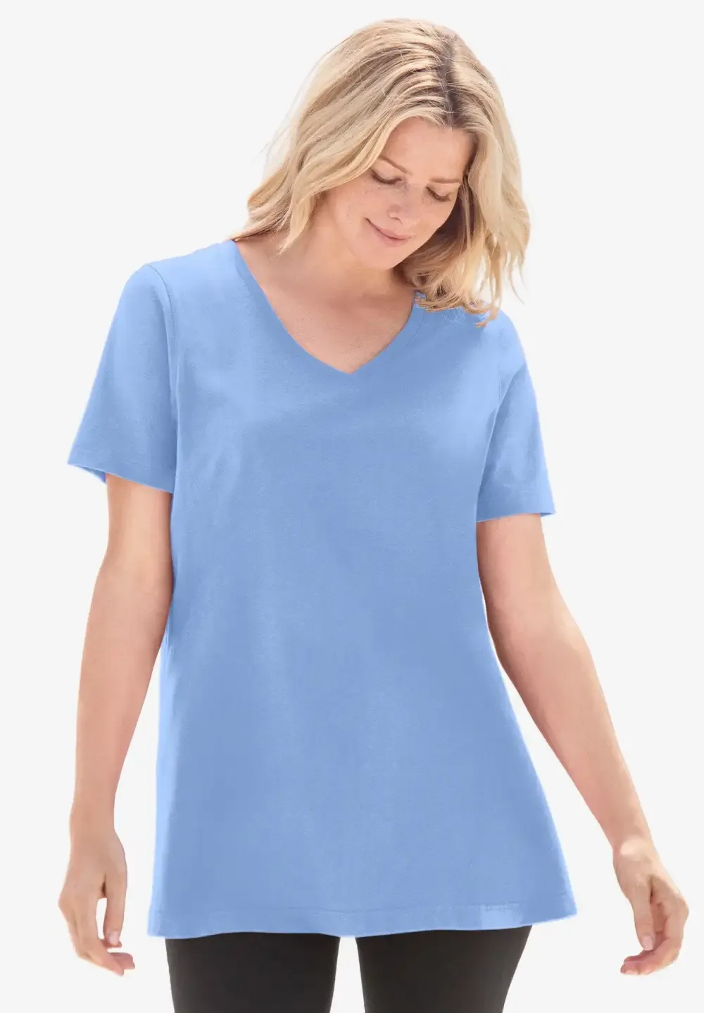 Perfect Short-Sleeve V-Neck Tunic