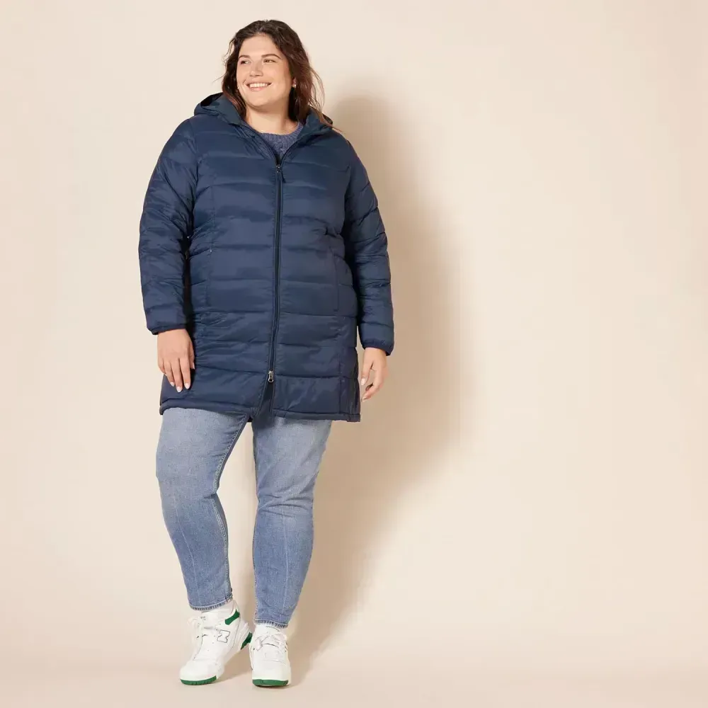 Women's Lightweight Water-Resistant Hooded Puffer Coat (Available in Plus Size)