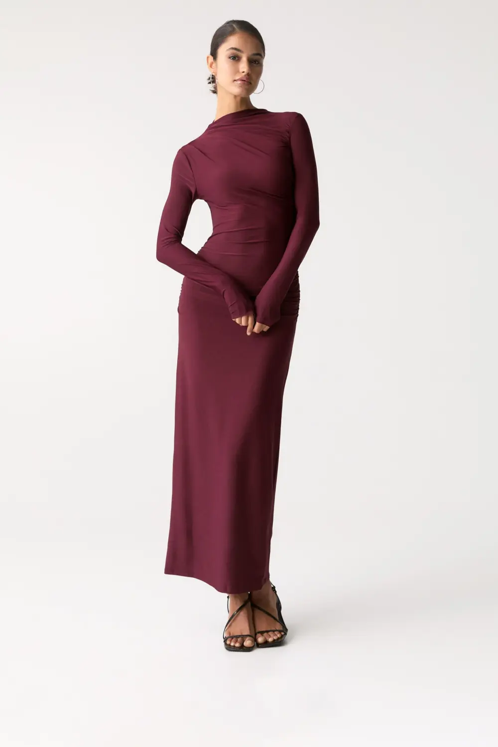 Vestido midi frunces