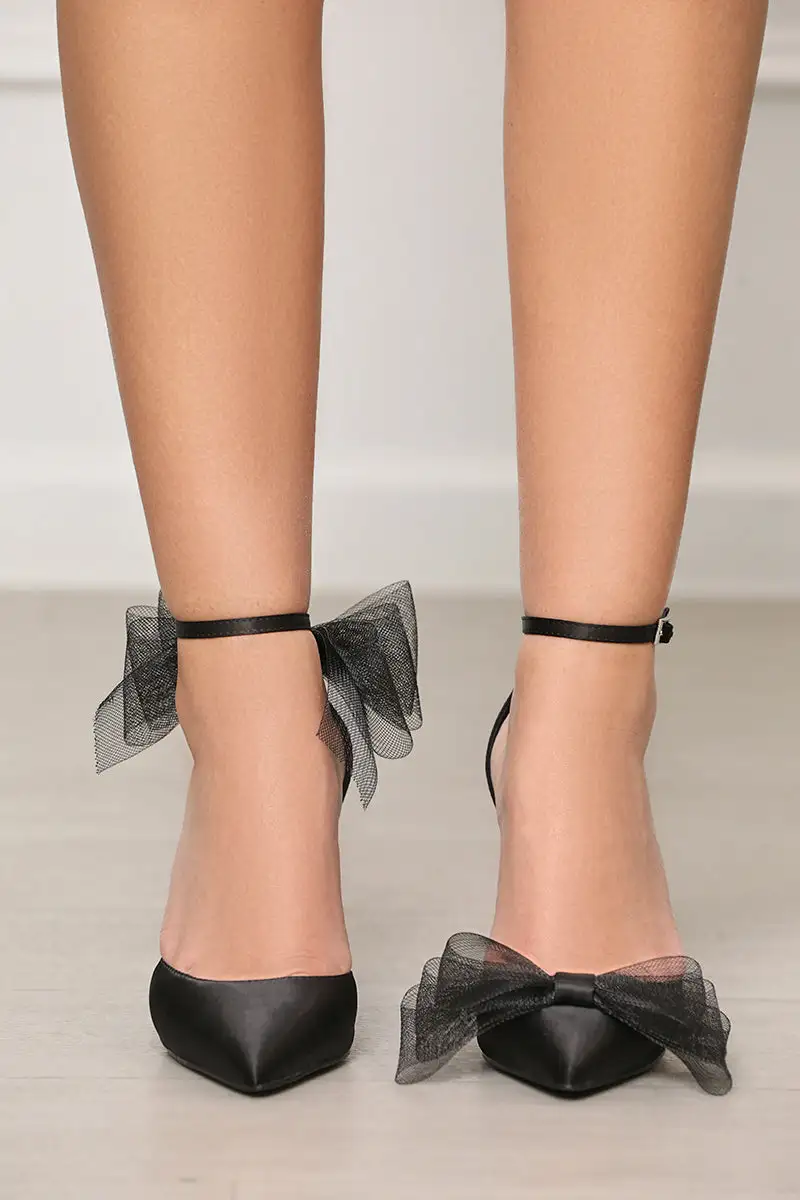Sweetie Mesh Bow Pumps (Black)- FINAL SALE