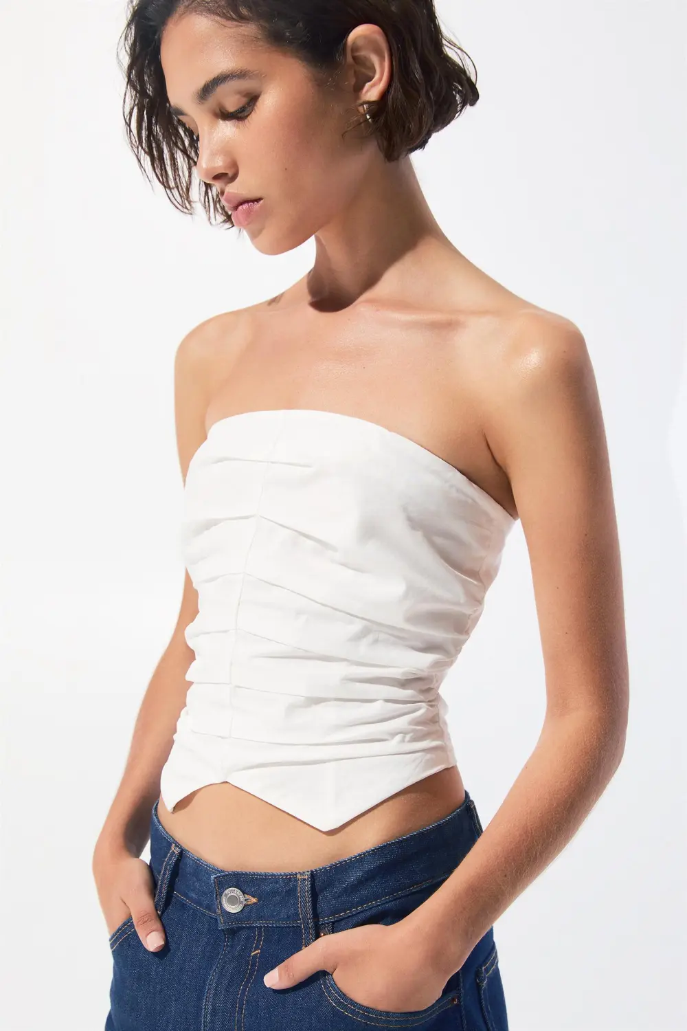 Strapless corsetry-inspired top
