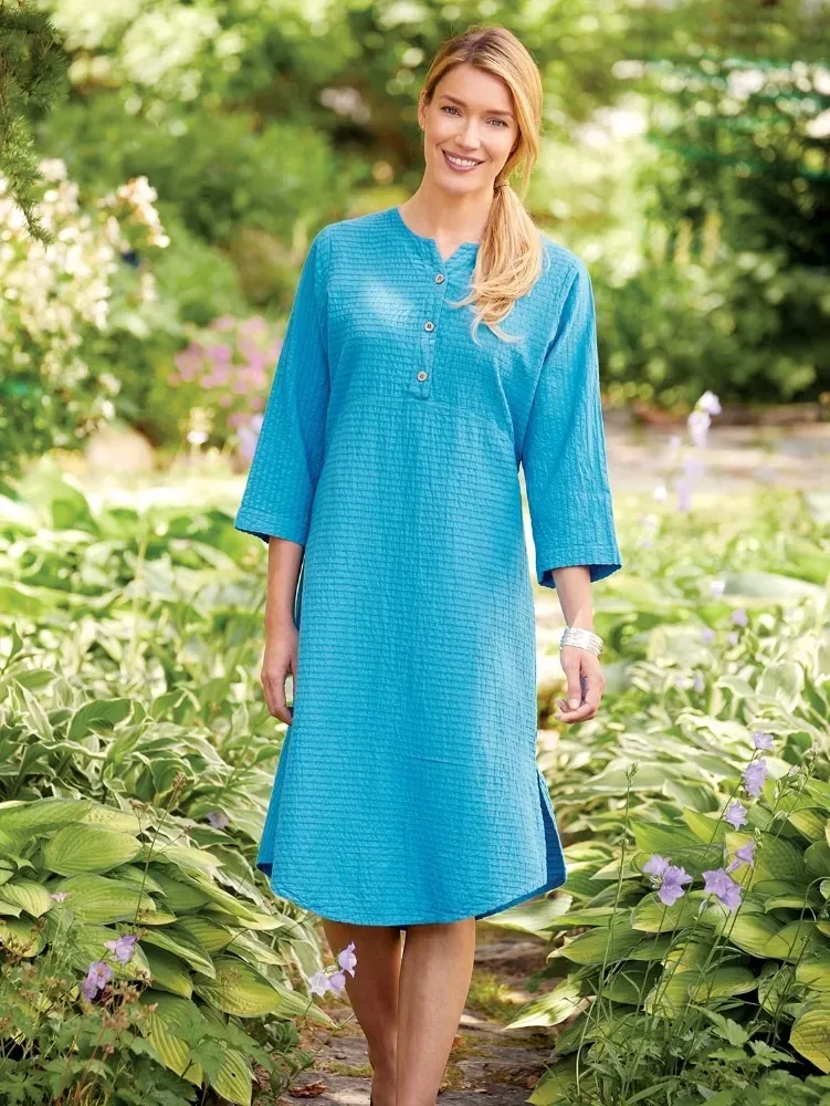 Crinkle Cotton Popover Dress