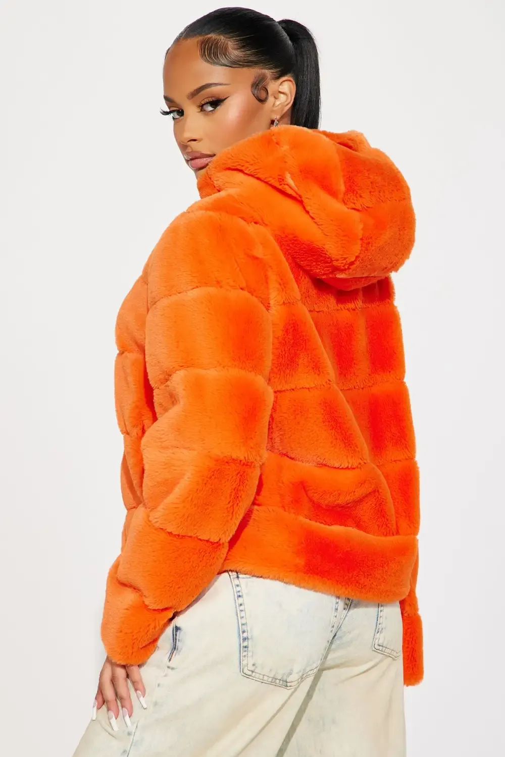 Cold Status Faux Fur Jacket - Orange
