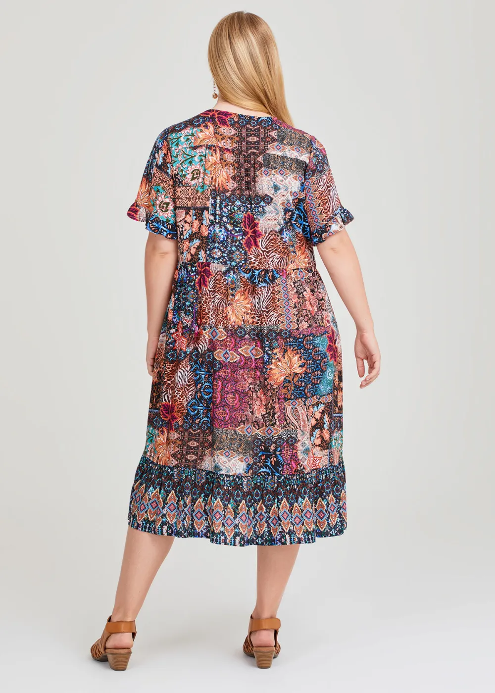 Natural Ikat Patchwork Dress