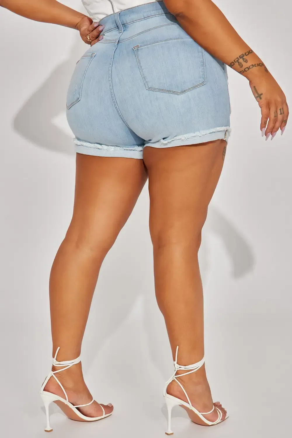 Keep It Tight Lux Stretch Denim Shorts - Light Wash