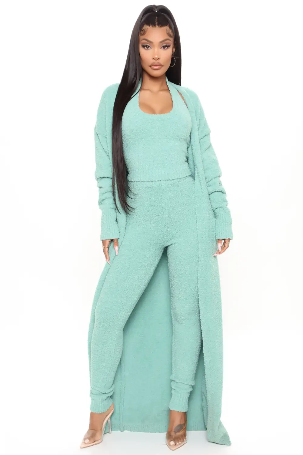 Keep Me Cozy Fuzzy 3 Piece Legging Set - Sage