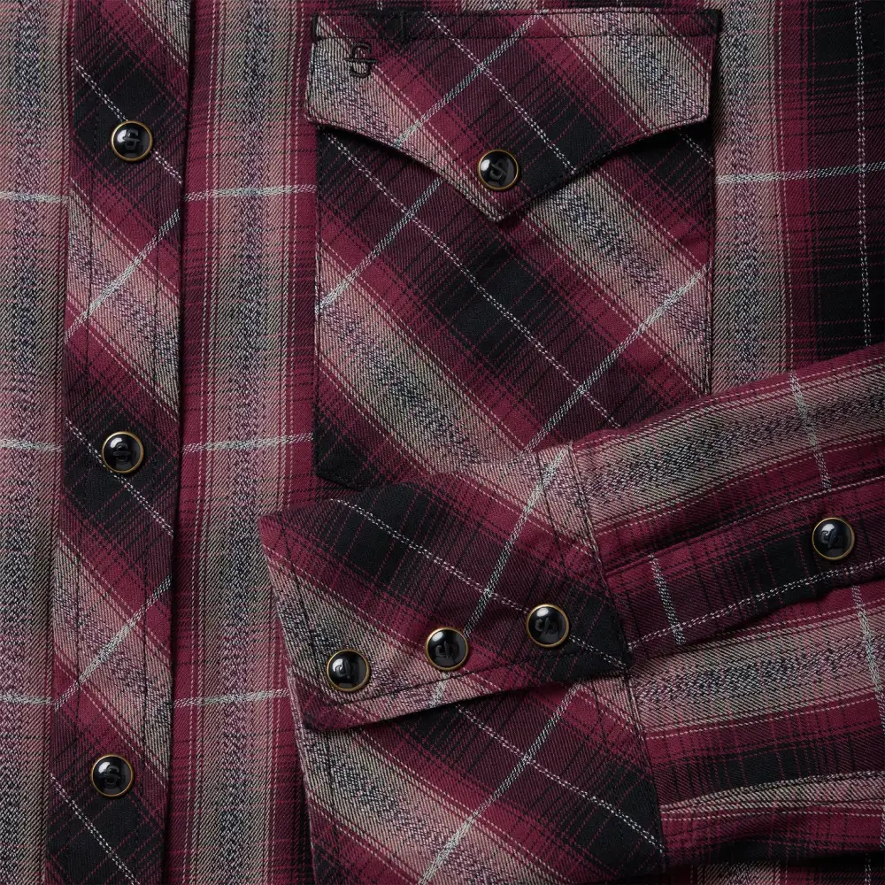Red Marl Plaid Western Shirt
