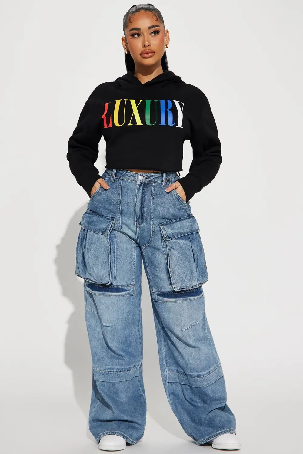 Luxury Cropped Hoodie - Black