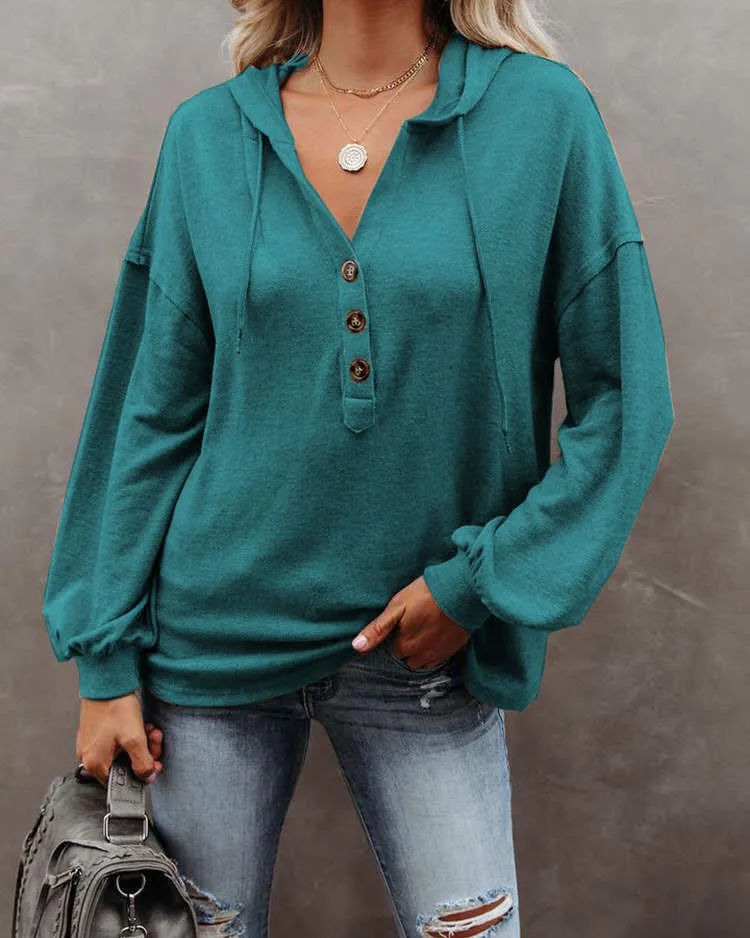 Hoodie Casual Loose Solid Color Sweatshirt