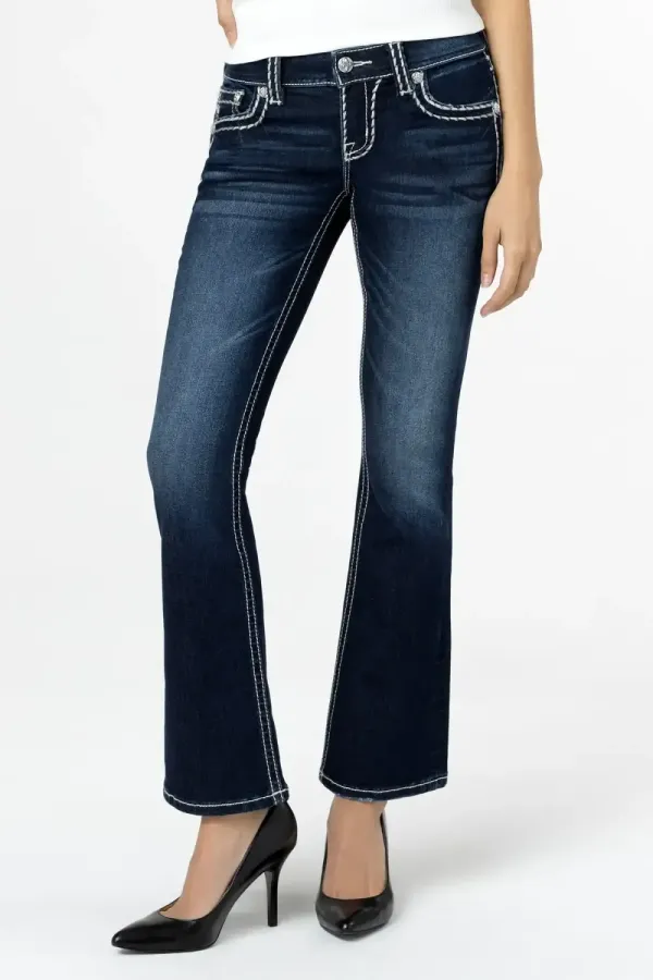 Loose Saddle Stitch Border Bootcut Jeans