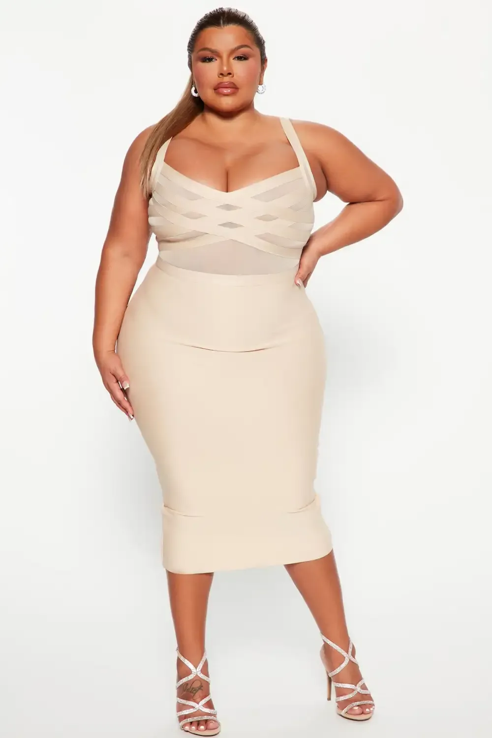 Cassidy Bandage Midi Dress - Cream
