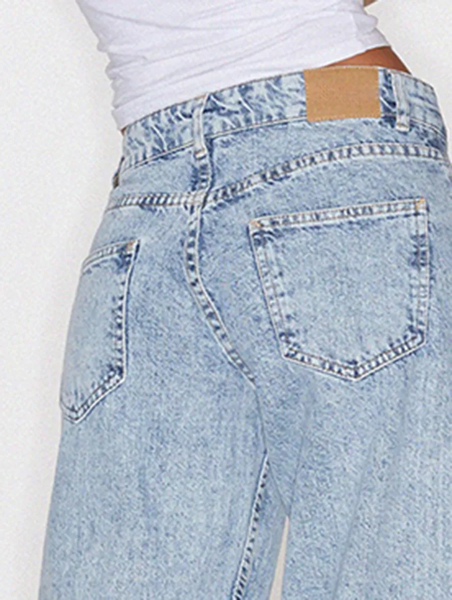80s Light Blue Wash Low Rise Parallel Jeans