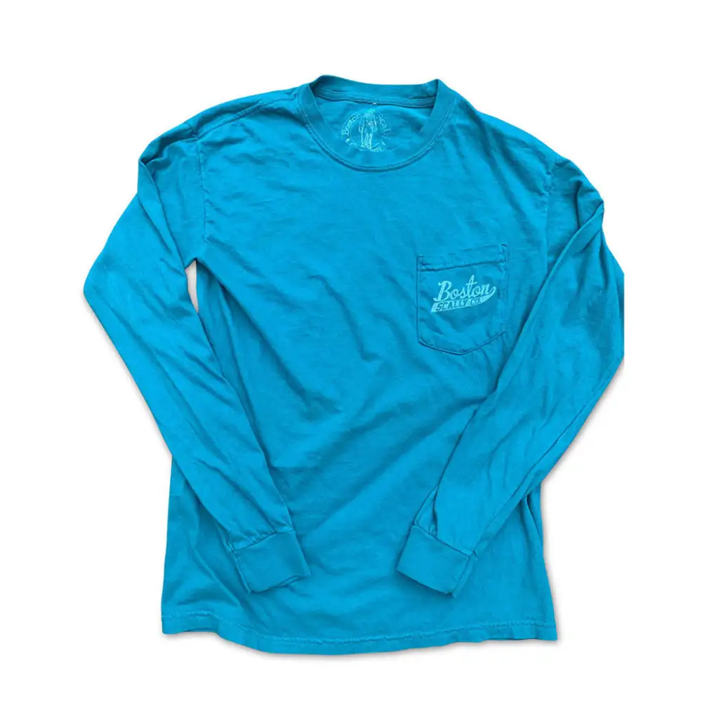 Boston Scally The Captain Long Sleeve Pocket Tee - Topaz Blue