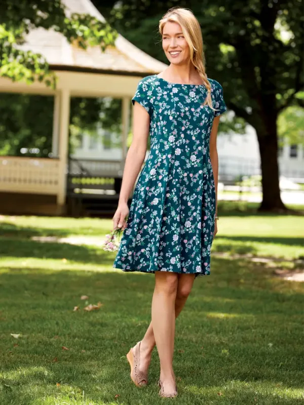 Ella Simone Fit-and-Flare Cotton-Knit Floral Dress