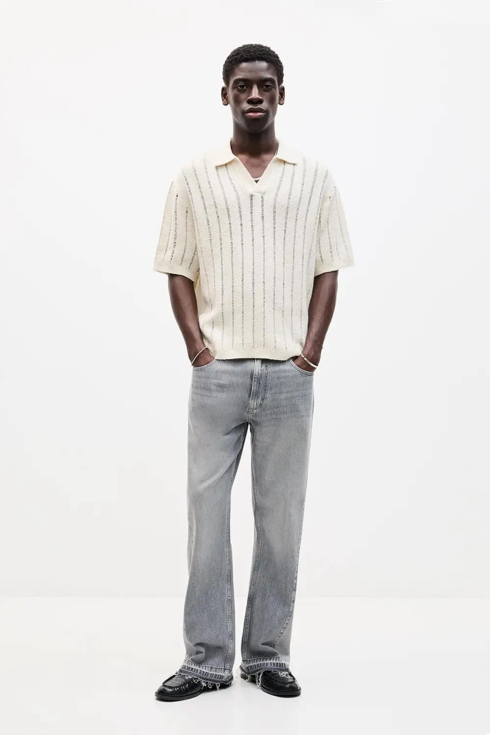 Short sleeve knit polo shirt