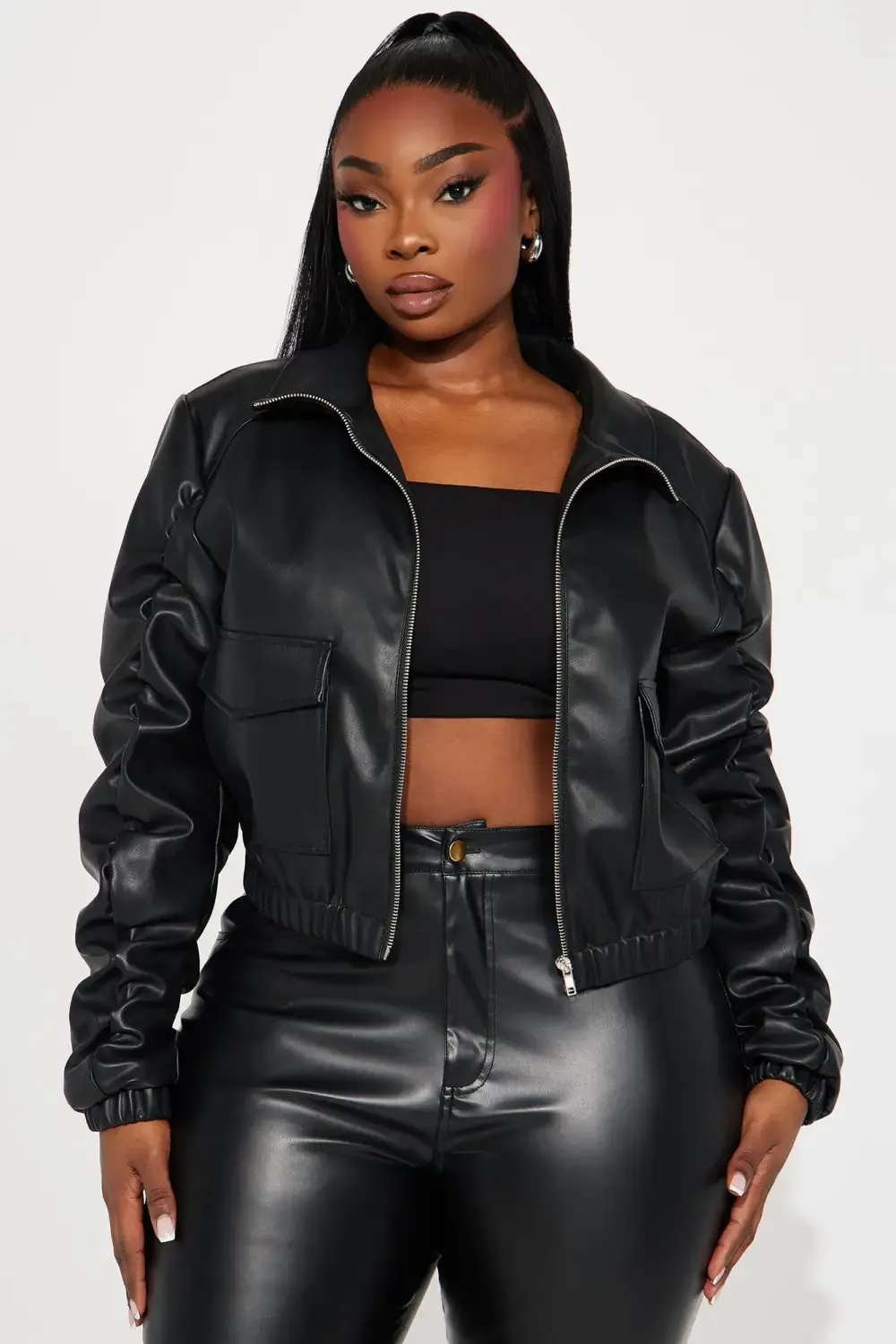 Got A Lot Of Attitude Faux Leather Jacket - Black