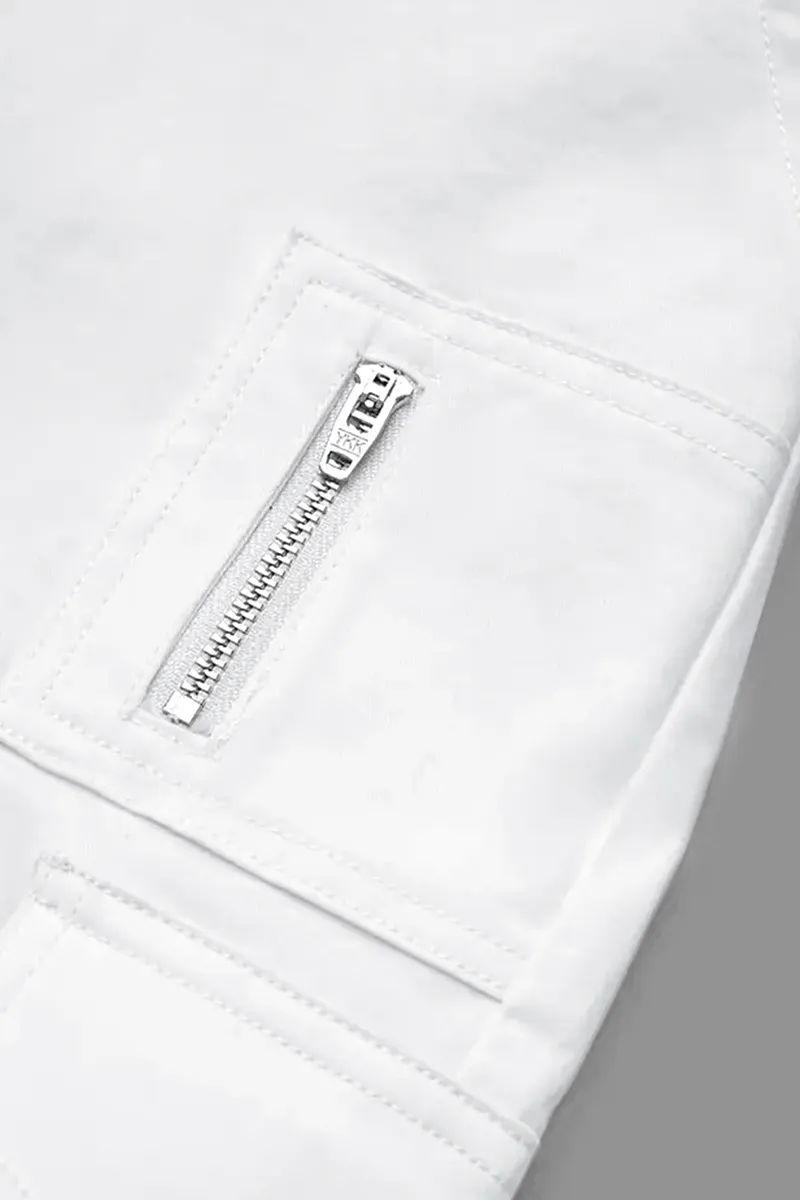 Solid Multi Pocket Mid Rise Bermuda Cargo Shorts
