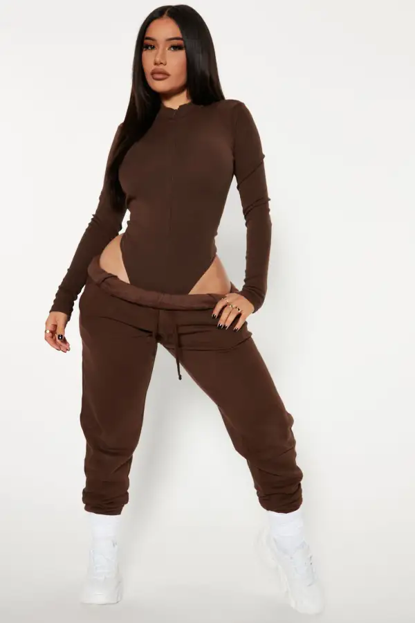 Grind Time Beyond Long Sleeve Bodysuit - Chocolate