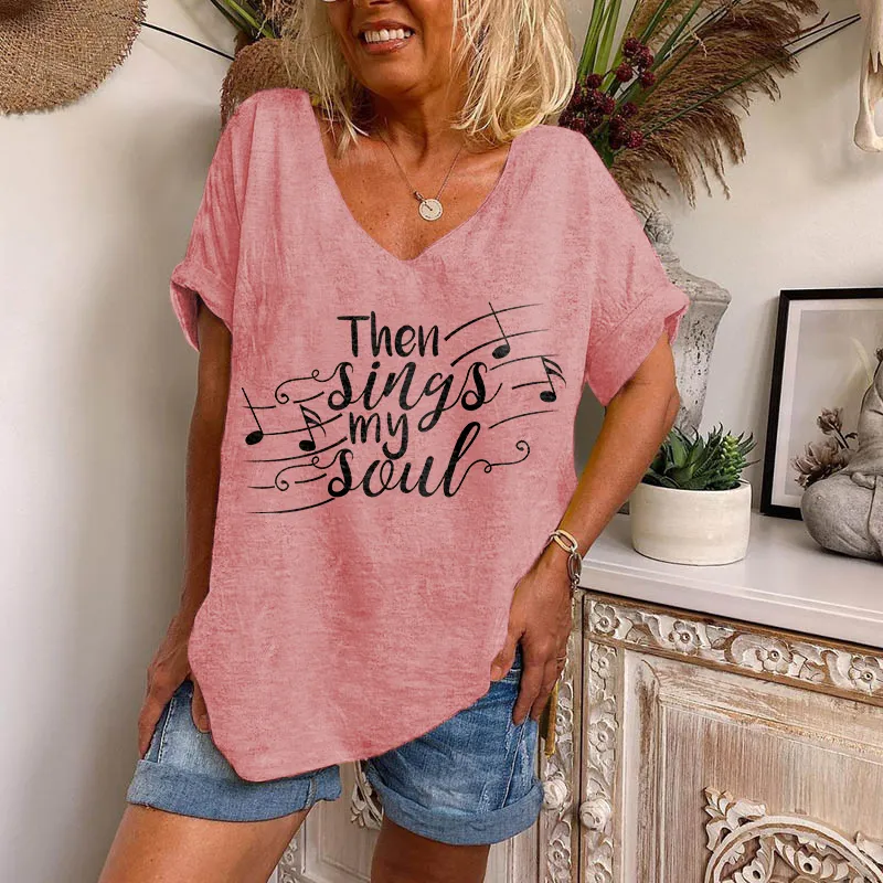 Then Sings My Soul Graphic V-neck T-shirt