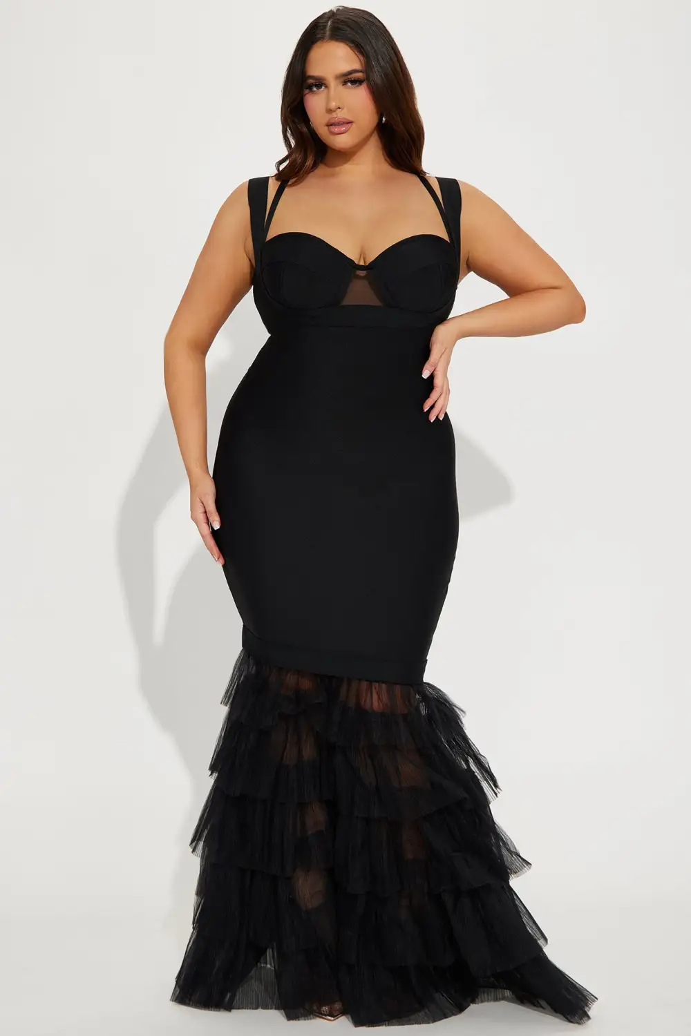 Charline Tulle Bandage Gown - Black
