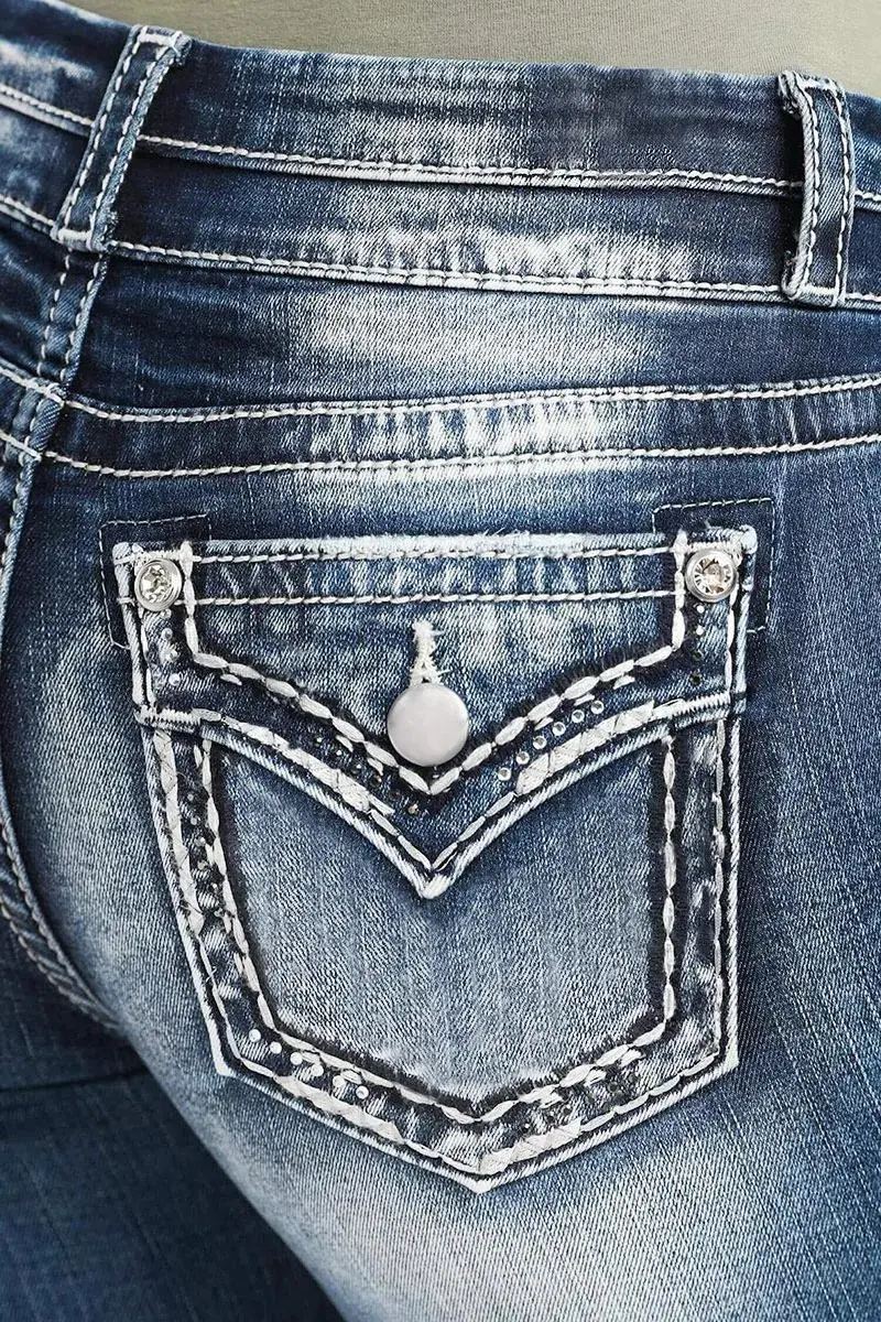 Ripped Roll Hem Double Button Mid Waist Denim Bermuda Shorts