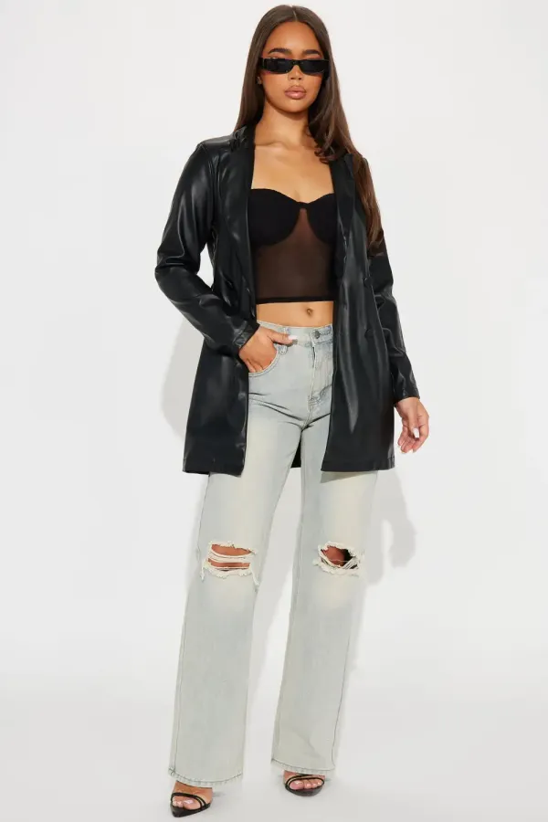 Detective Babe Faux Leather Jacket - Black