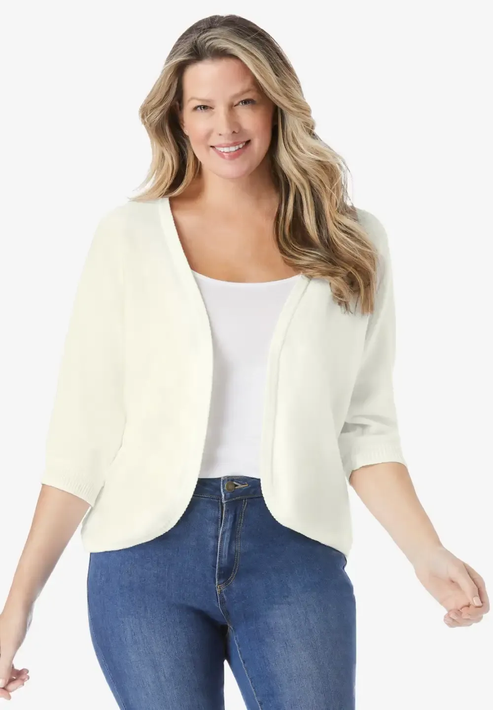 Rib Trim Cardigan Shrug