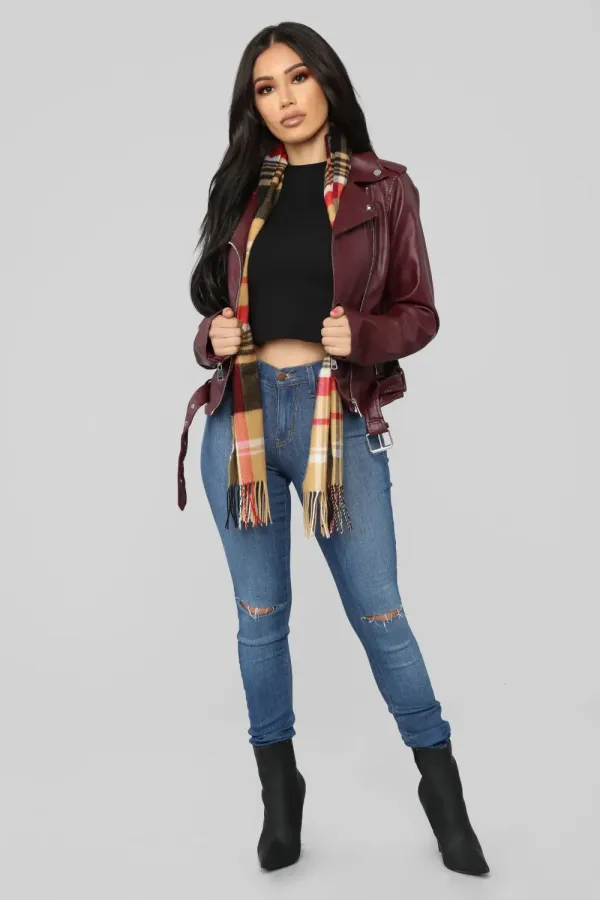 Araxie Vegan Leather Jacket - Wine