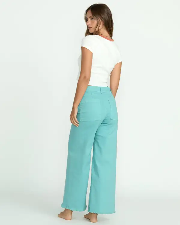 Free Fall High-Waist Pants - Misty Blue