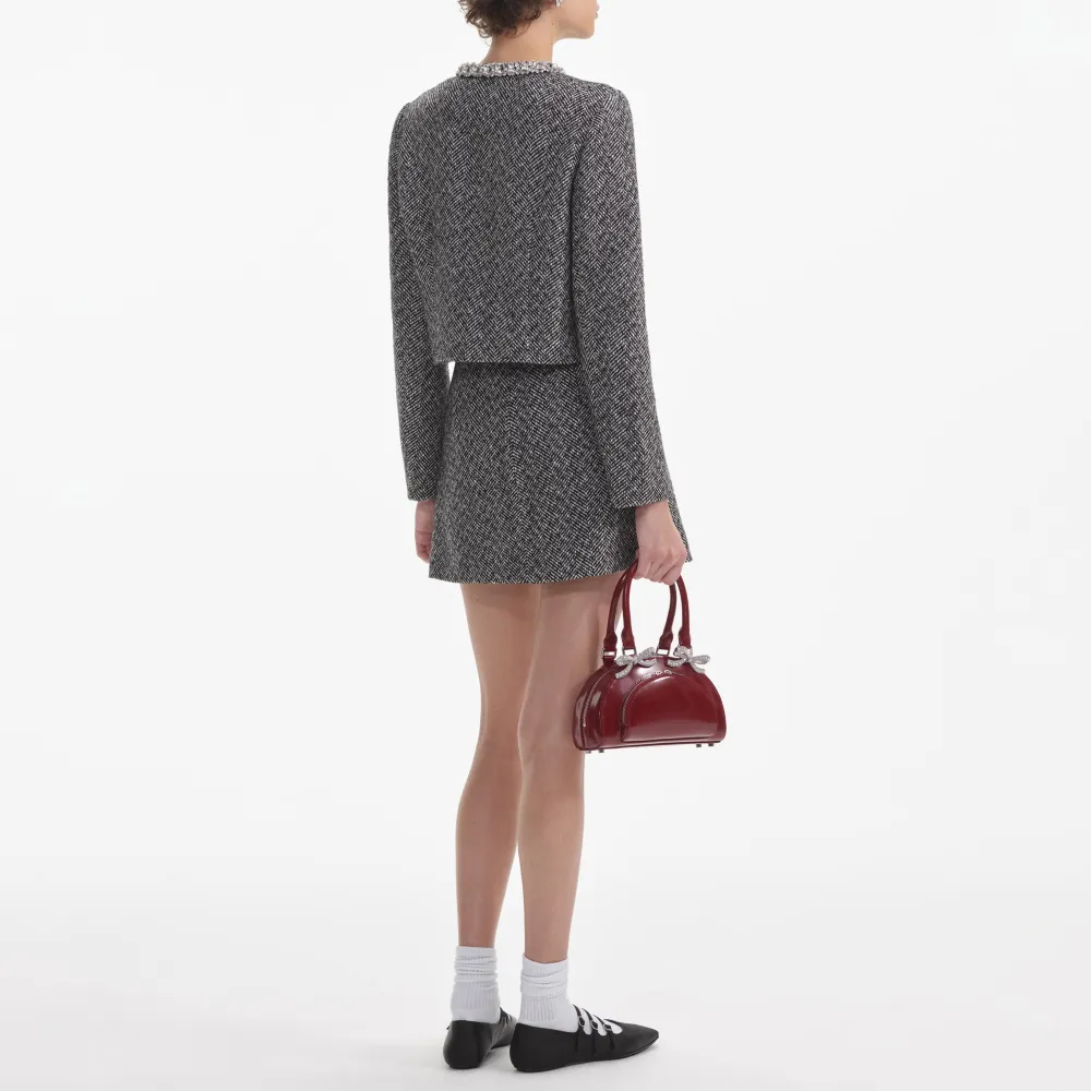 Black Herringbone Embellished Jacket