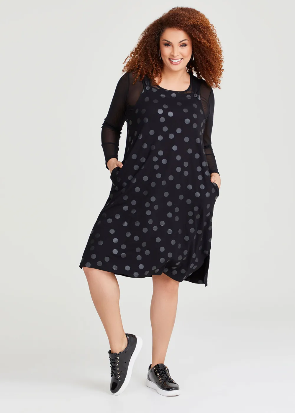 Natural Spot Pinafore Dress