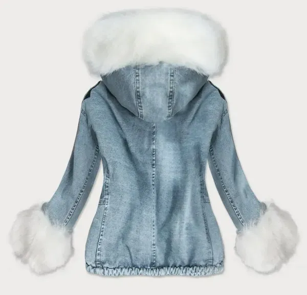 Short denim jacket with fur C