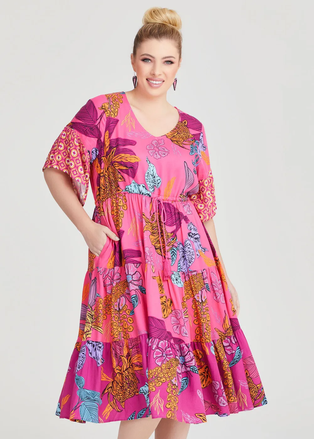 Natural Floral Geo Mix Dress