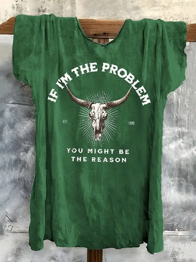 Women's If There'S A Problem, You Could Be The Reason Western Country Music Printed Short-Sleeved T-Shirt