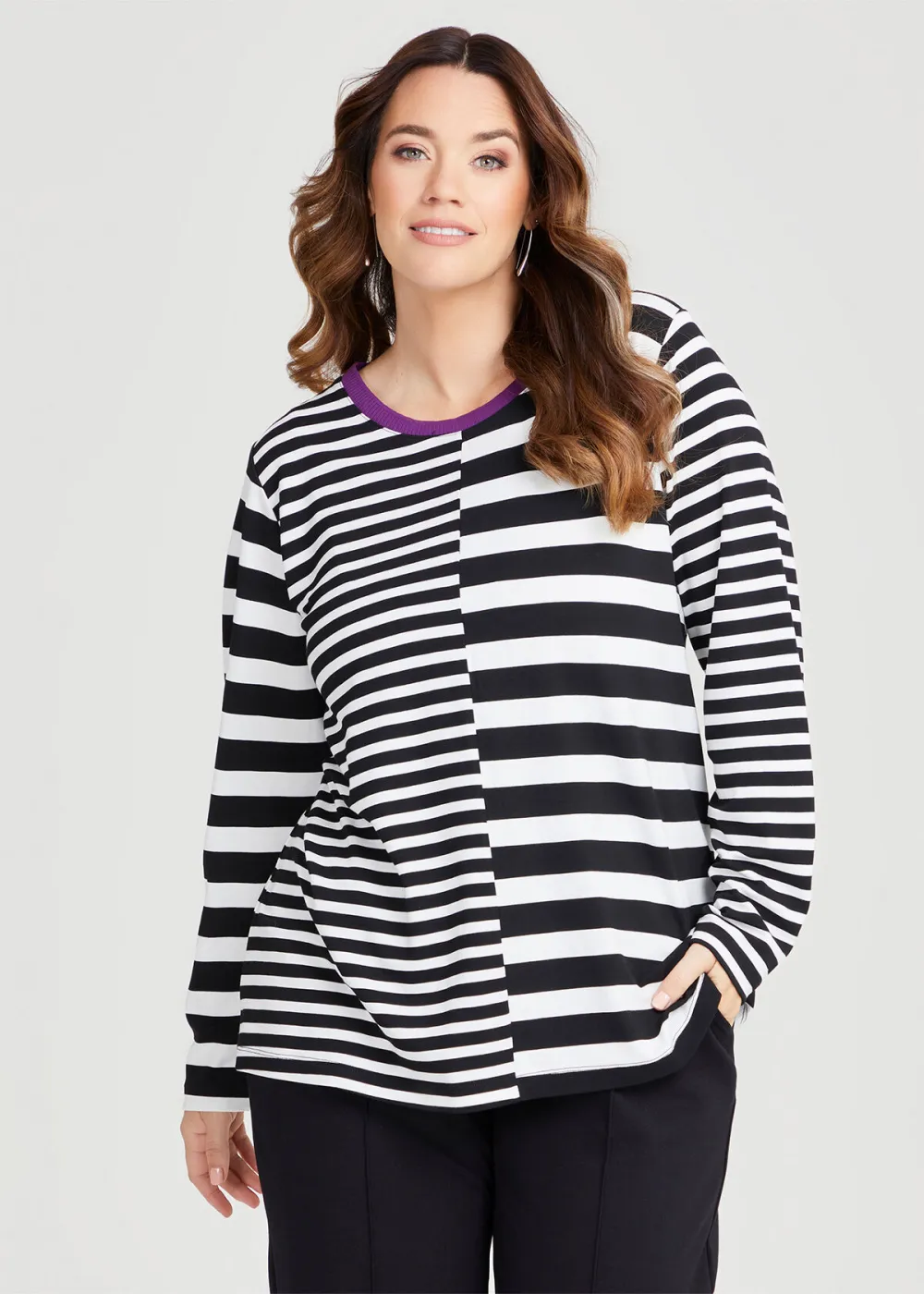 Bamboo Ponte Spliced Stripe Top