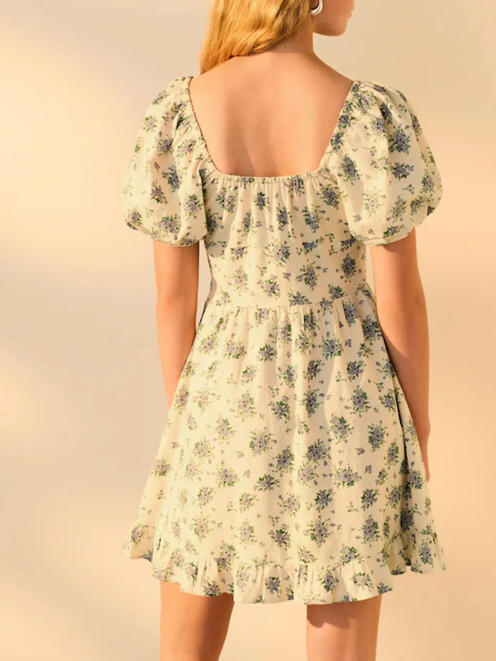 Fresh Bubble Sleeve Pure Cotton Dress