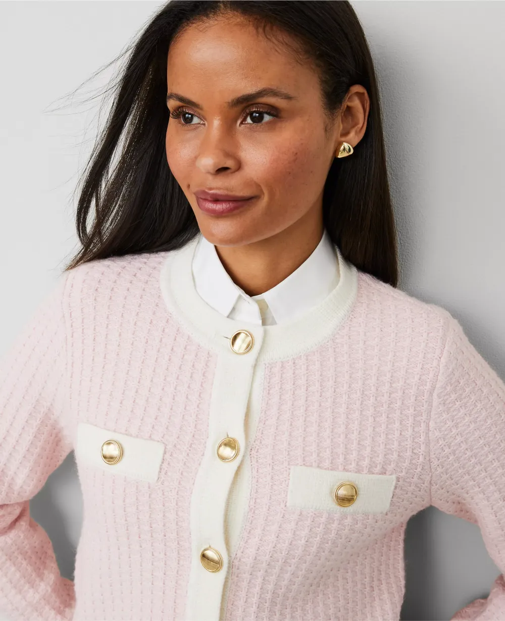 Textured-Stitch Sweater Jacket