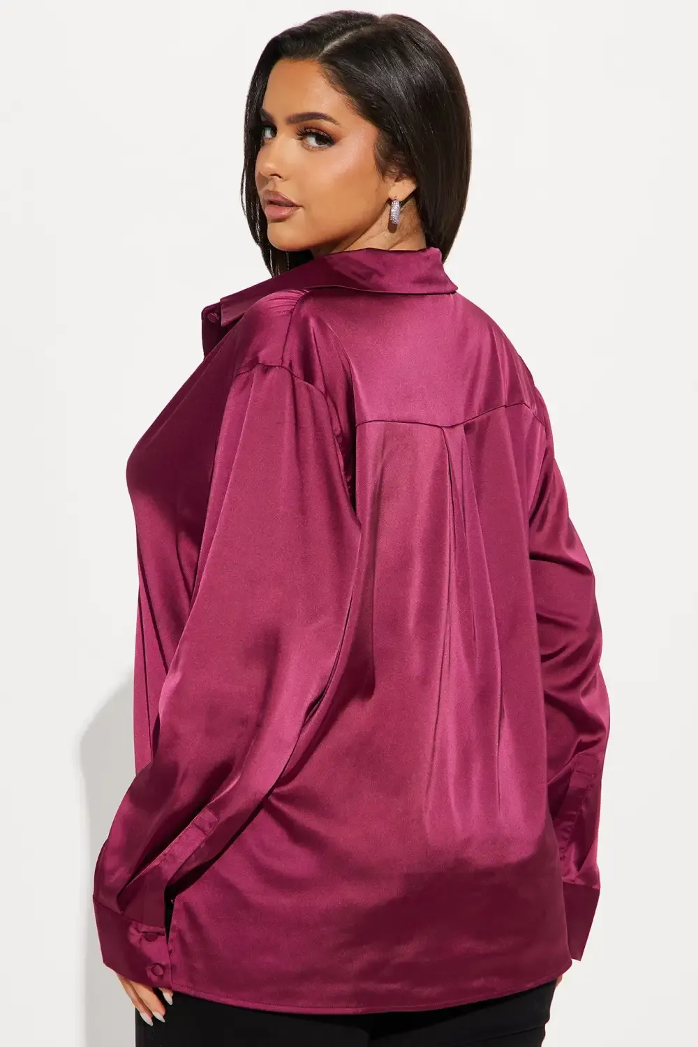 Another Workday Satin Shirt - Wine